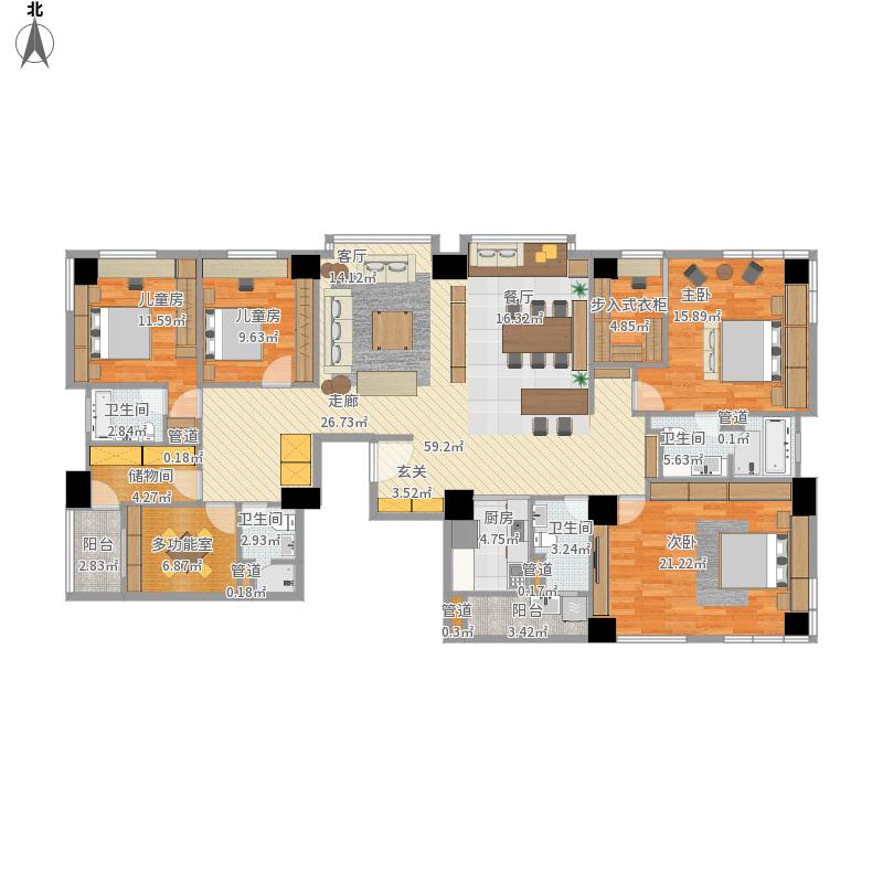 215方现代简约四居装修案例