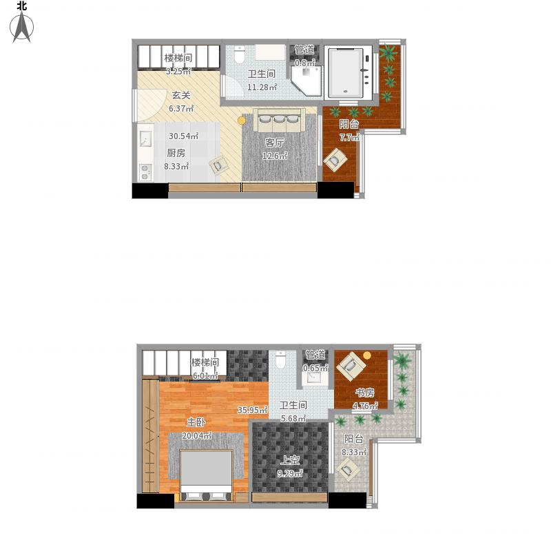 63平现代简约一居室装修案例