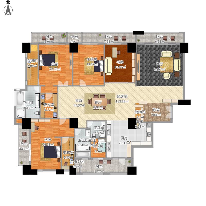 280方明亮现代四居装修案例