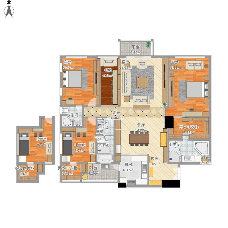 264平欧式风格四居室装修案例