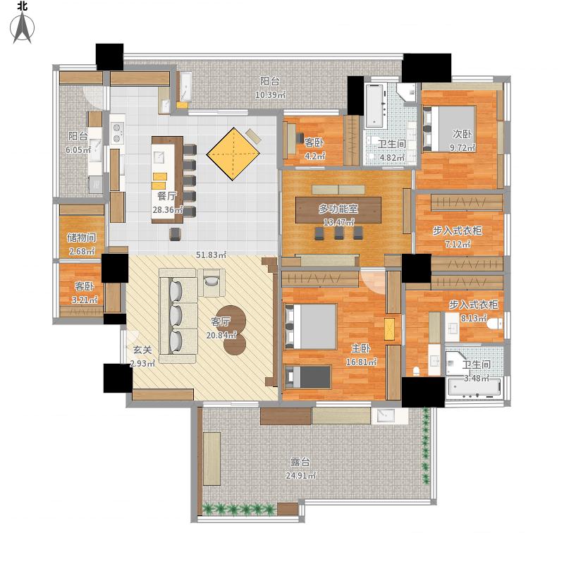 290平现代简约四居室装修案例