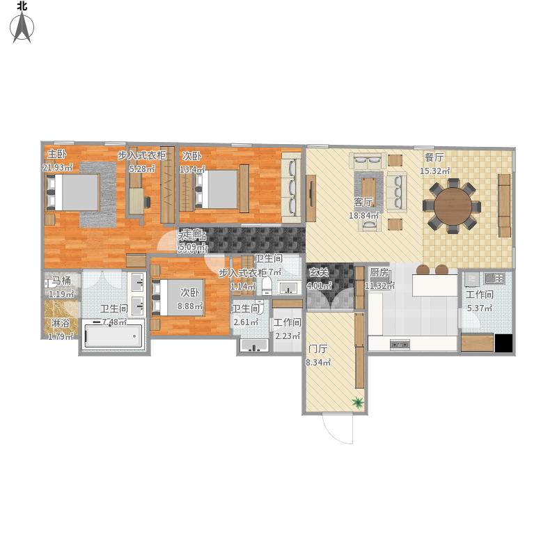 248平欧式三居室装修案例