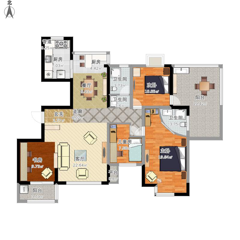 140平欧式四居室装修案例